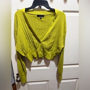 Blue Blush Lime Green Ribbed Button Down Shirt